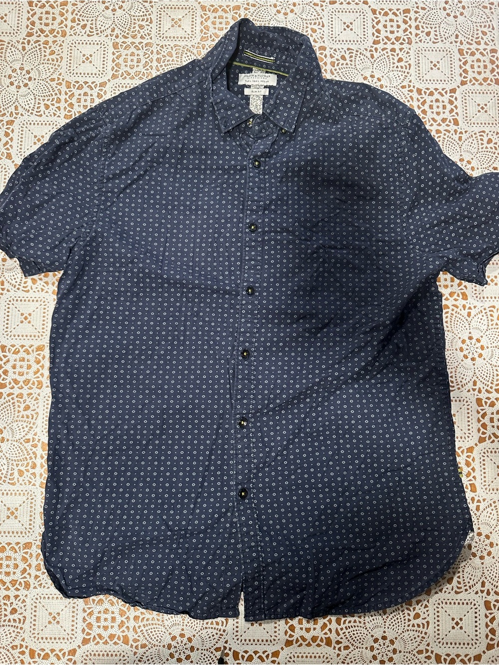 Denim & Flower Ricky Singh Men’s L Navy Floral Slim Fit Button Up Shirt